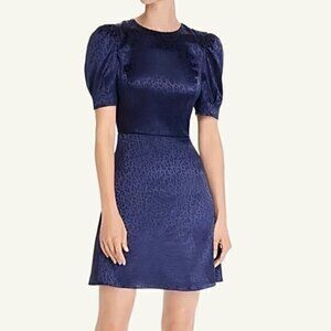 Aqua Tonal Leopard Print Fit & Flare Dress